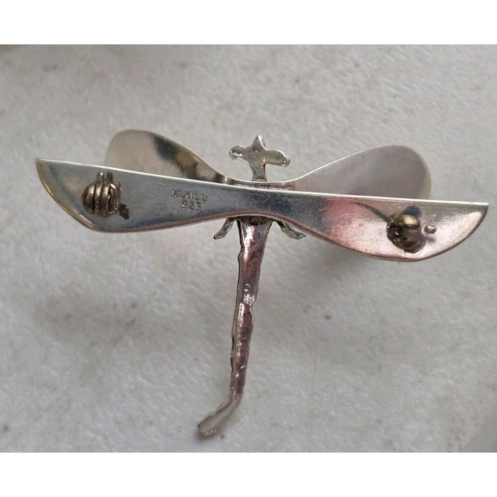 Vintage Mexico Sterling Silver Dragonfly Brooch Pin 1.5" - Picture 6 of 6